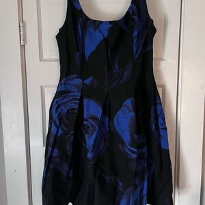 GAP Black and Blue Floral Fit and Flare Dress